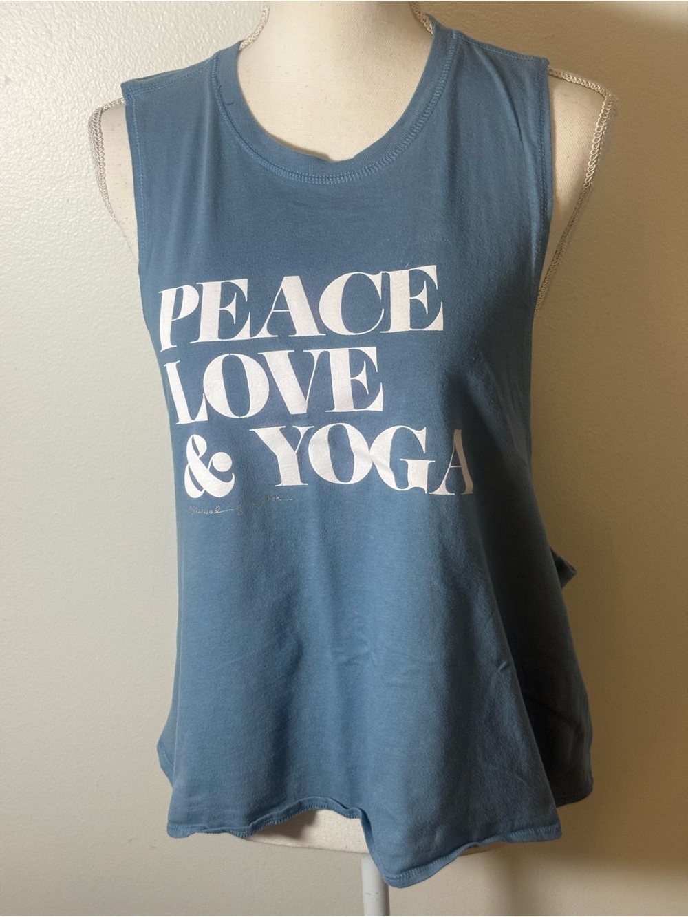 Spiritual Gangster Blue 'Peace Love & Yoga' Sleeveless Tank with splashes dye